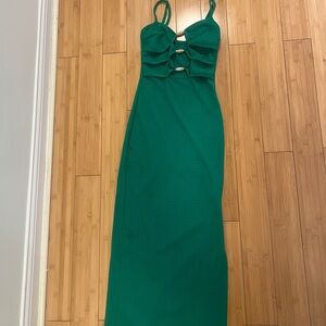 Green maxi dress with cut out detail